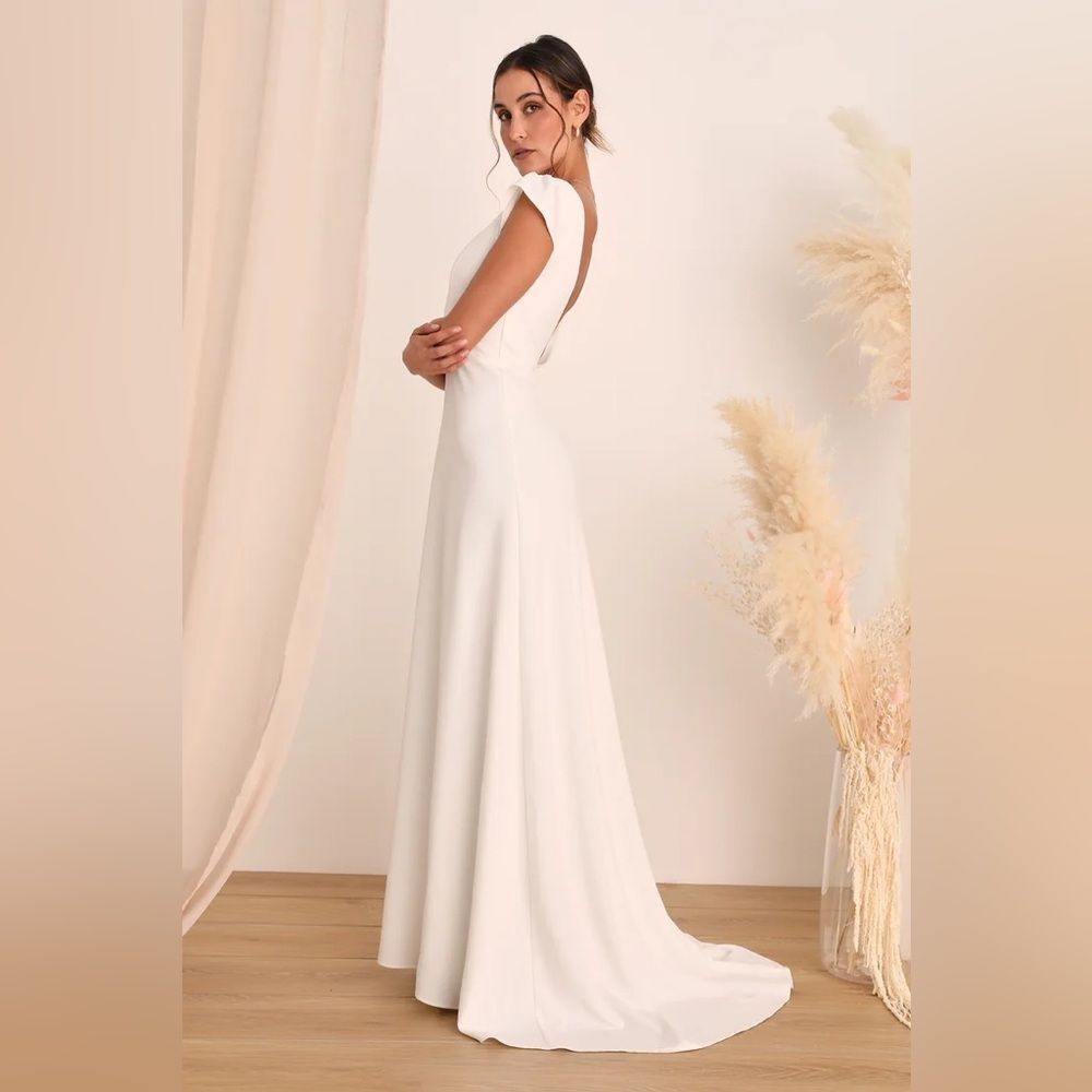 Lulus Radiance of Love White Cap Sleeve Backless A-Line Maxi Dress
